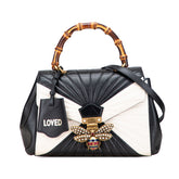 グッチ バンブー クイーンマーガレット ハンドバッグ ショルダーバッグ 2WAY 476531 ブラック ほ レザー レディース GUCCI 【中古】